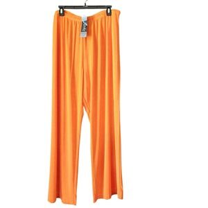 VTG 90s Slinky Brand Pants Womens 2X Petite XXL Orange Straight Leg NWT